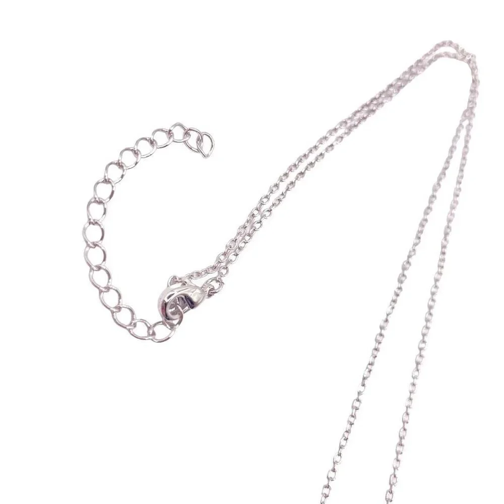 Silver Chain Open Rhinestone Heart Pendant Necklace